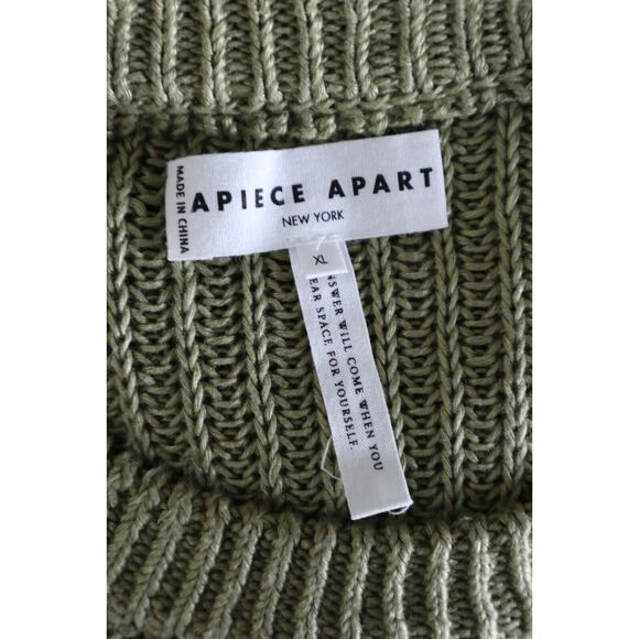 Apiece Apart Size XL Tara Linen Knit Sweater Raglan Sleeve Pullover Green - Picture 10 of 12